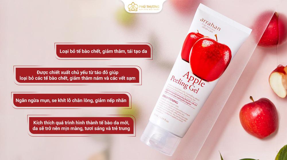 Gel tẩy da chết Arrahan táo đỏ cung cấp nhiều dưỡng chất cho làn da. 
